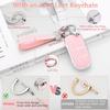 PIFOOG Pink Key Fob Cover for Jeep Cherokee Grand Cherokee Compass Renegade Bling Keychain 5 Buttons Car Keys Case Shell Full Covers Protector Girly