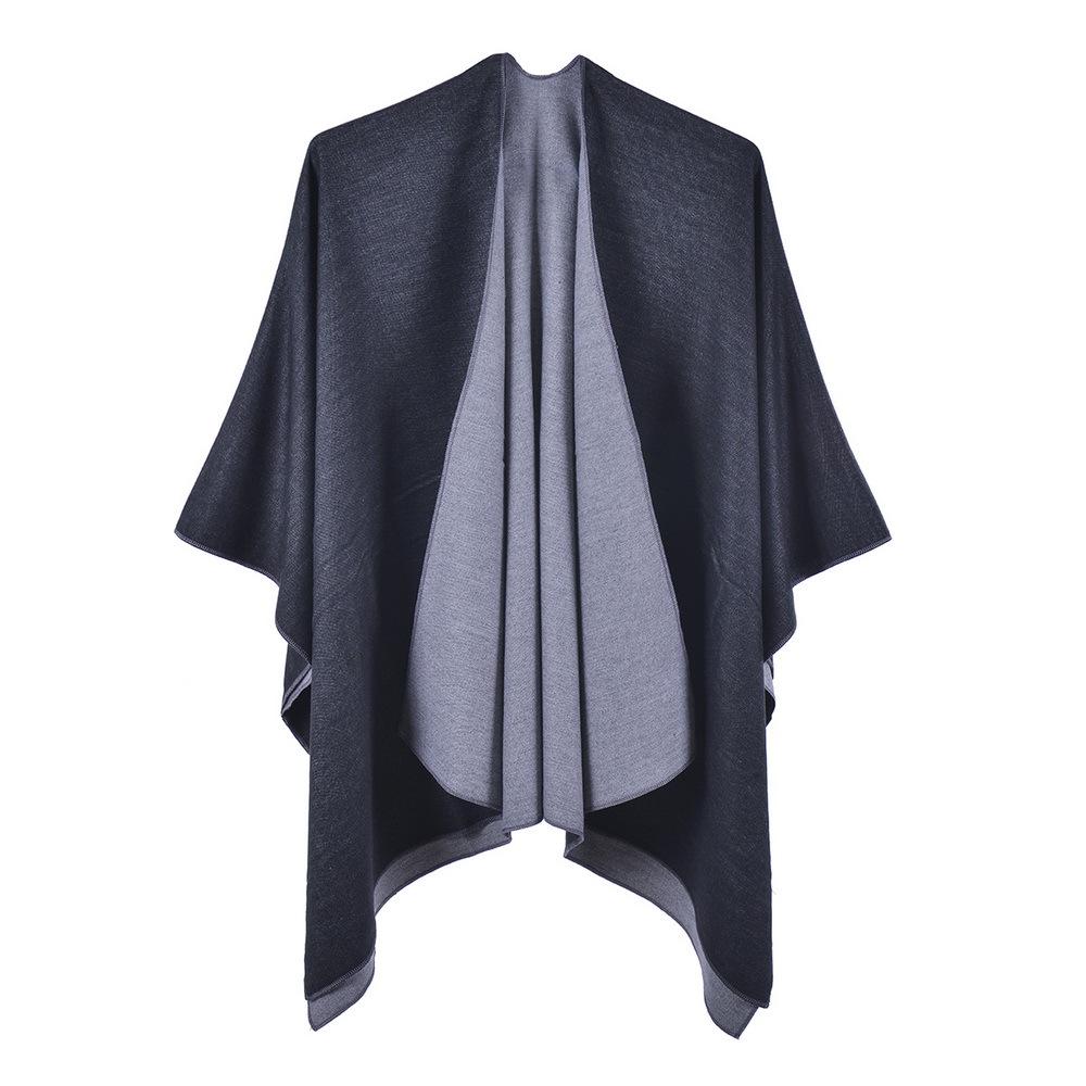 Women's Versatile Solid Color Spring Scarf Shawl - Imitation Cashmere Poncho for All Seasons