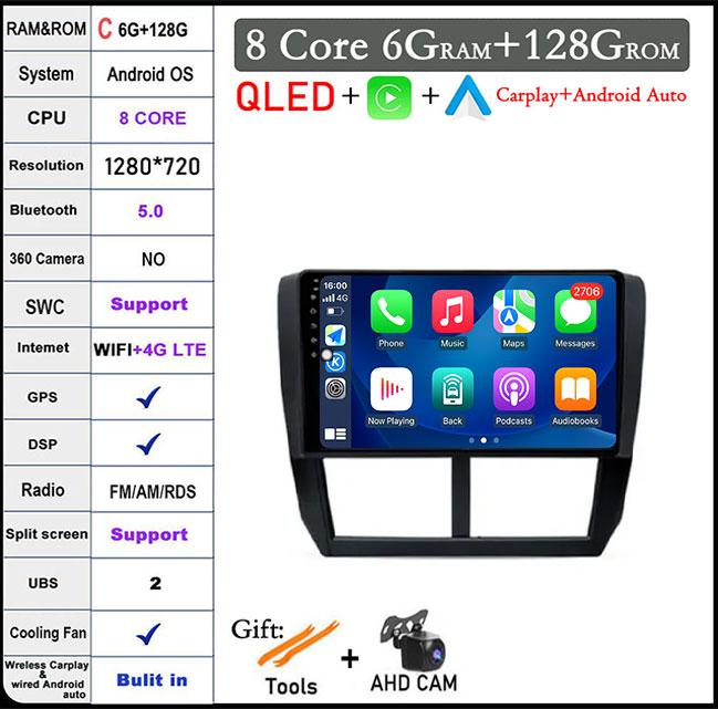 9 Lnch For Subaru Forester 3 SH WRX 2008-2014 Android 14 Car Radio Video GPS IPS Multimedia Stereo Screen DSP Auto Navigation