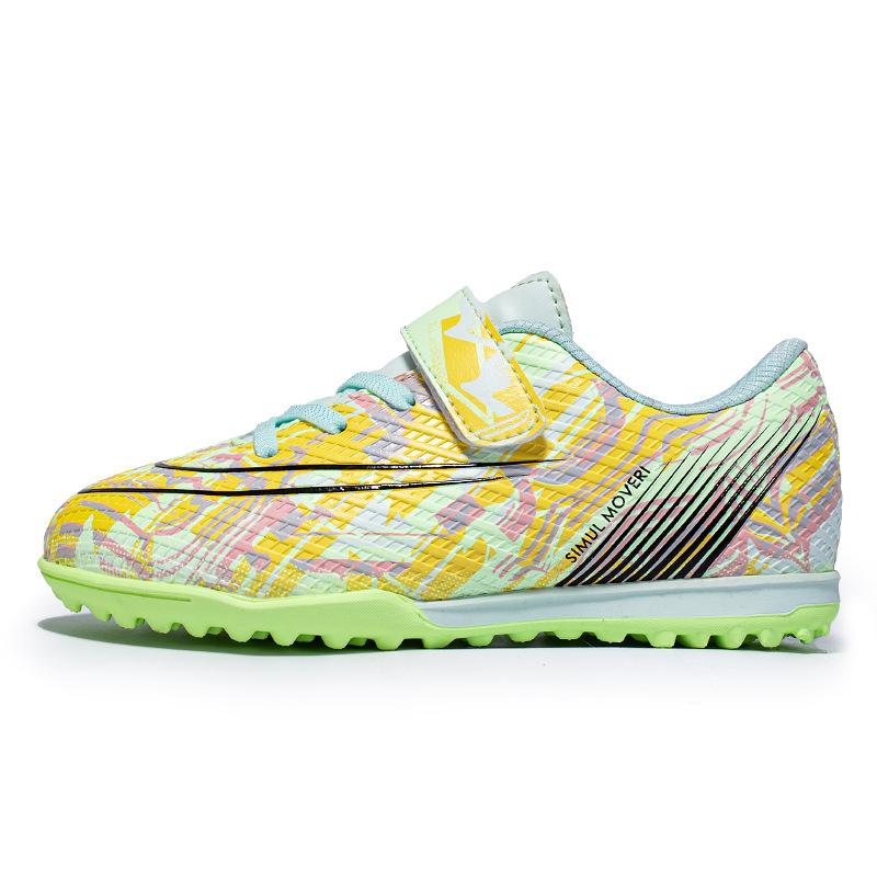 Buckle magic buckle free lace-up children's football shoes rubber broken nails training sole sneakers tf youth children students