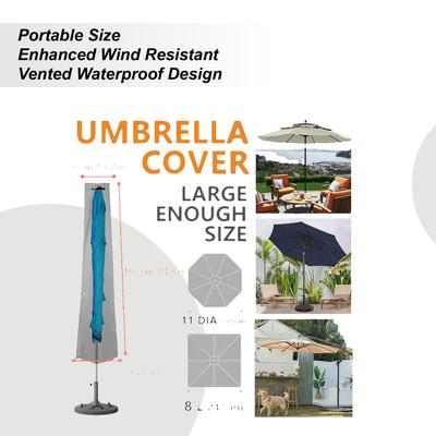 Straight Parasol Cover Waterproof Parasol Protective Cover with  Zipper UV-Anti Windproof Garden Umbrella Cover