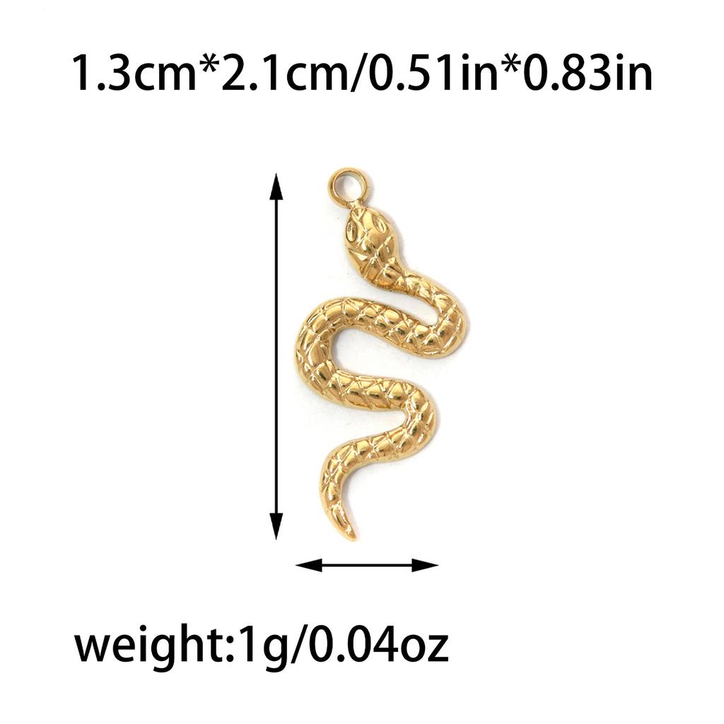 3pcs Stainless Steel Snake Charms DIY Pendant for Necklace Bracelet Earring Zircon Making Punk Animal Accessories Wholesale