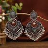 Bohemian Ethnic Heart Stud Earrings: Long Bell Vintage Style for Women
