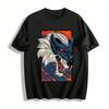 Dark Ferocious Wolf Flame Print Cool Men's Casual Short Sleeve T-Shirt Pure Cotton T-shirt