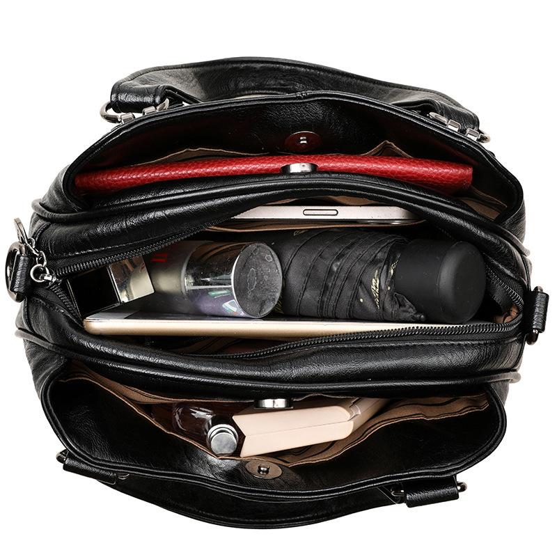 Women's Bags, European and American New Middle-aged Women's Handbags, Retro All-match Multi-layer Large-capacity One-shoulder Messenger Bag