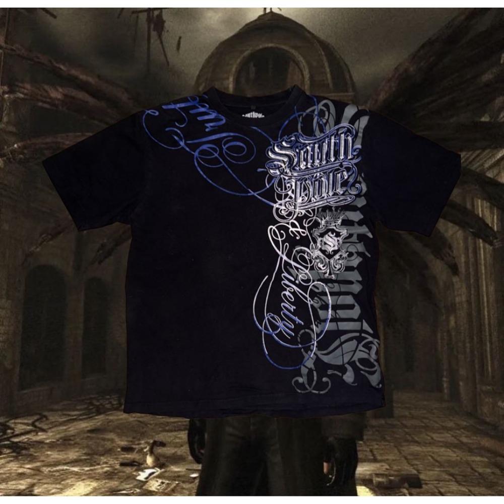 High Street Southpole Tricou Oversized cu Mânecă Scurtă pentru Femei Y2K cu Imprimeu Grafic Harajuku Gotic cu Gât Rotund Topuri cu Mânecă Scurtă