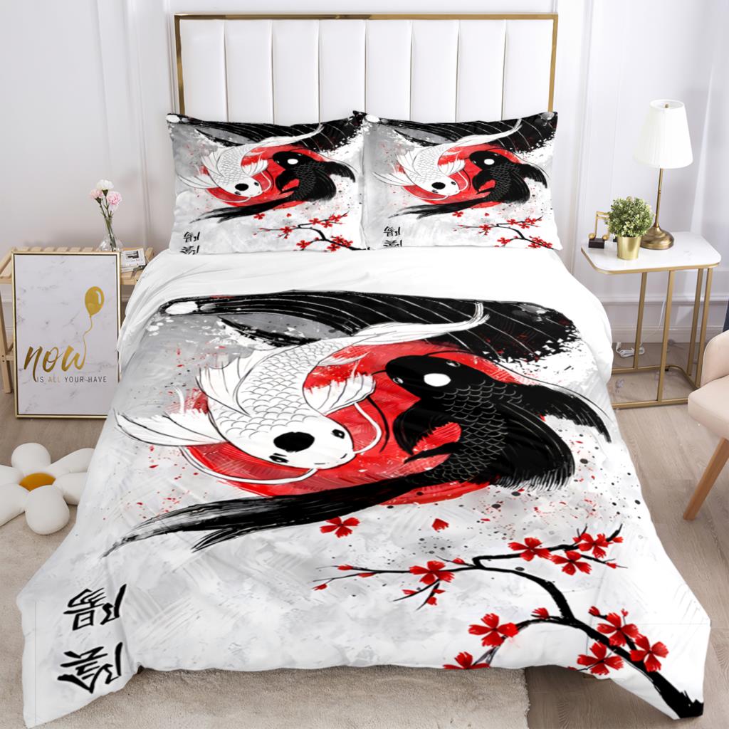 Fashionable Tai Chi Chinese HD Print 3 - Piece Bedding Set, for Children & Adults, with Quilt Covers & Pillowcases