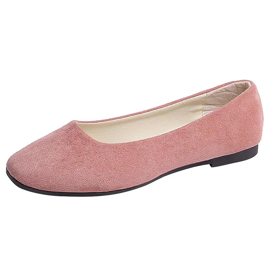 2026 Women Suede Square Flat Heel Shallow Female Shoes Spring Summer Square Toe Basic Concise Women Pumps Size 34-39