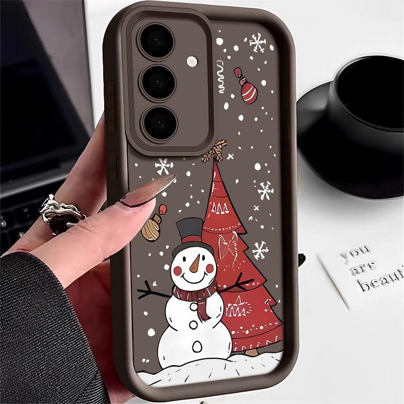 Cartoon Christmas Snowman Phone Cover For Samsung Galaxy S25 Edge S24 FE S23 S22 Ultra Plus A17 A56 A36 A16 A15 A55 A54 A53 5G Soft Phone Cover