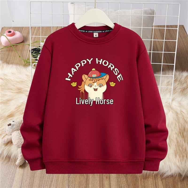 

Unisex Year of the Horse Red Hoodie – Zodiac Spring Festival Top, Perfect for Family Outfits, New Year s Greetings, and Autumn/Winter Wear 5XL