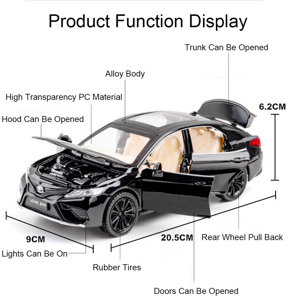 Scale 1:24 Vellfire Carmy Model Car Toy Metal Diecast Music Light Pull Back Models Toys Doors Opened Vehicle Kids Ornaments Gift