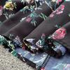 French Vintage Print Lapel Dress Women's Short Sleeve Floral Print High Waist Belt Office Lady Maxi Clothing Female
