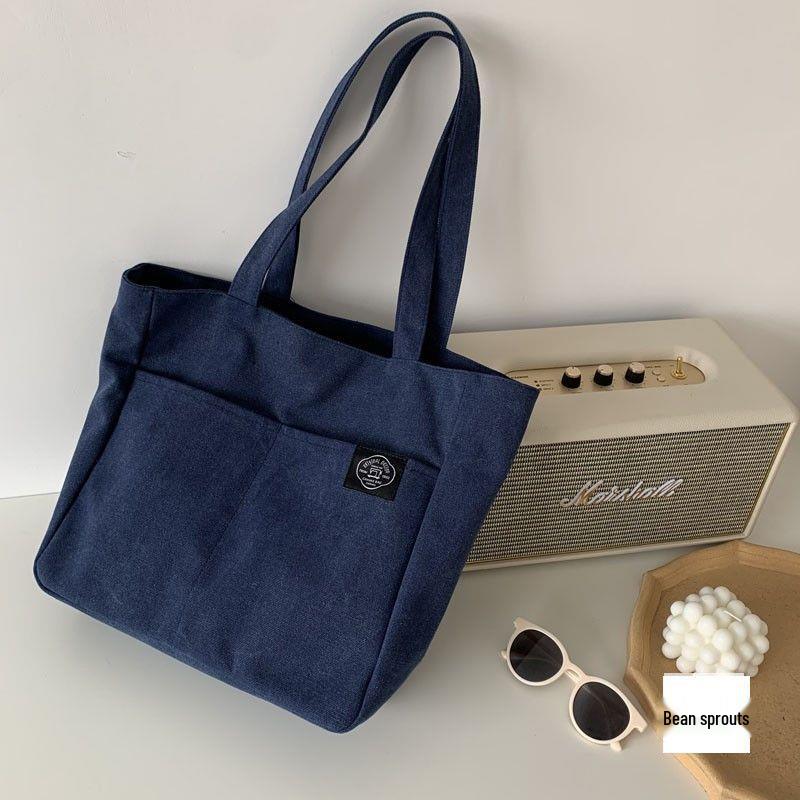 Mori Style Canvas Tote: Large-Capacity Shoulder Bag for Books and Everyday Commute