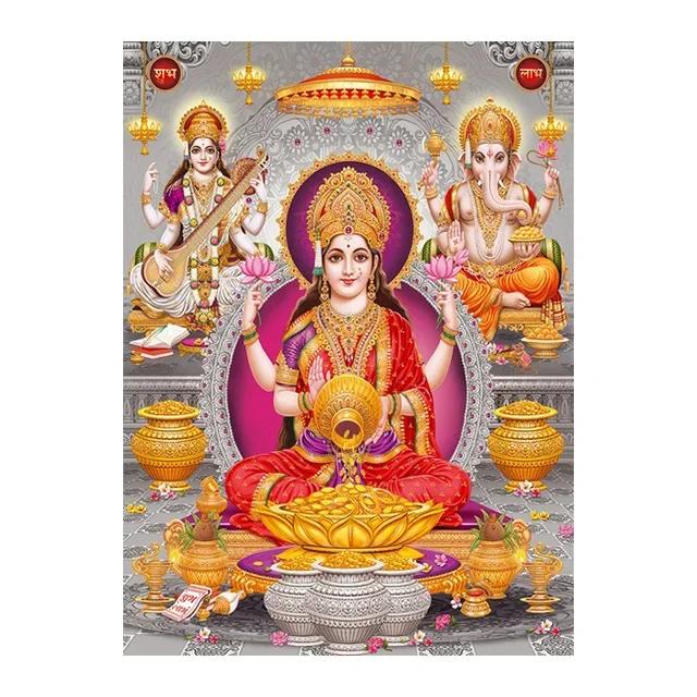 Religion Elephant God India Hinduism Ganesha Painting Canvas Durga Golden Zari Art Poster Prints Living Room Home Decor Pictures