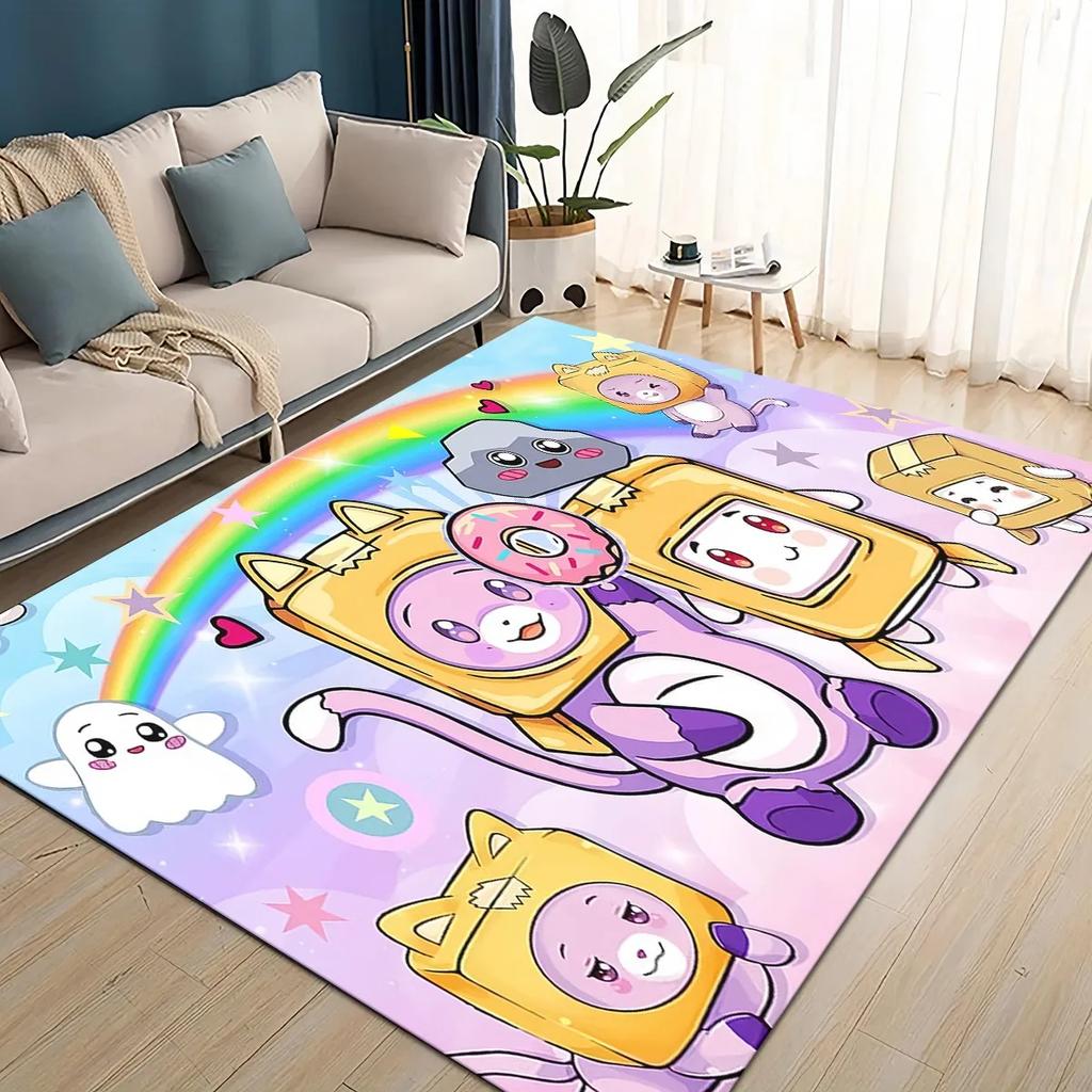 2025 New Style Lankybox Boxy Foxy Rocky Cartoon Carpet Rug for Living Room Bedroom Home Sofa Decoration,kids Non-slip Floor Mat
