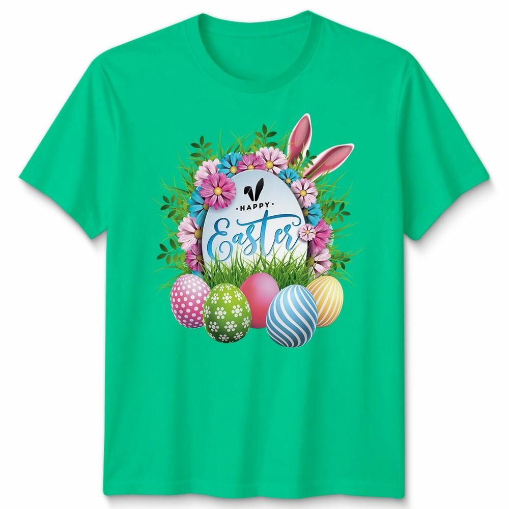 Happy Easter Day Cute Bunny Ear With Eggs Easter Unisex Tshirt S