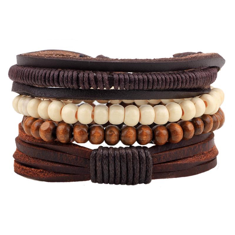 Qinuo Vintage European and American Genuine Leather Bracelet - Classic Simple Design.