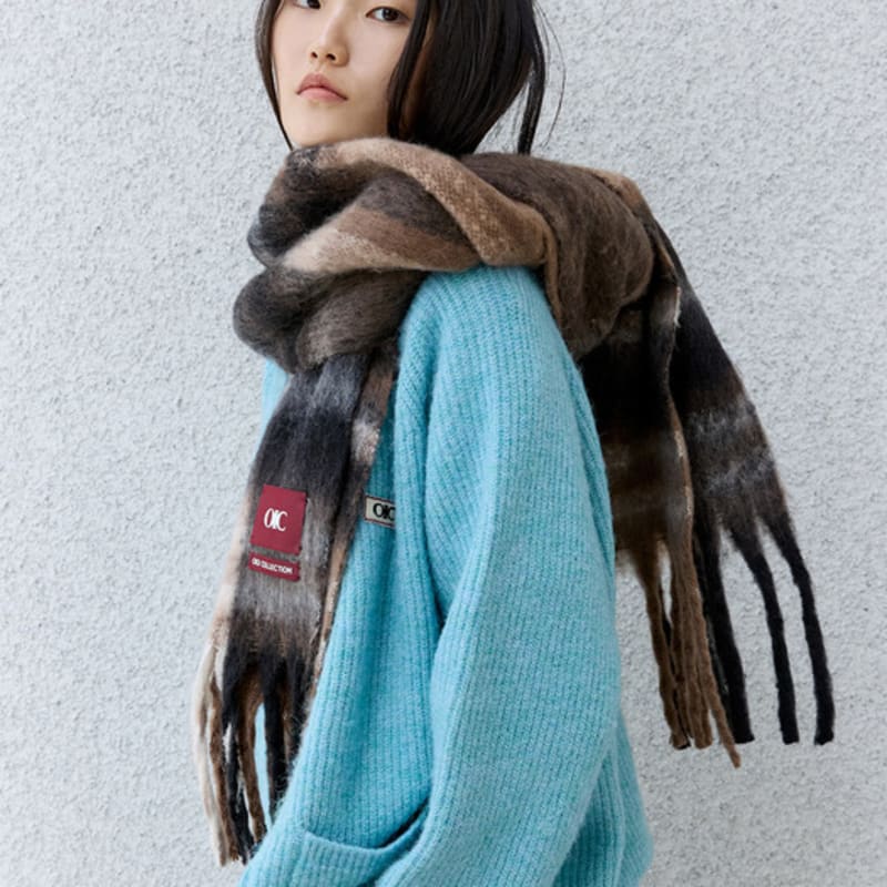 

OIOI COLLECTION Bold Check Muffler [BROWN] FREE