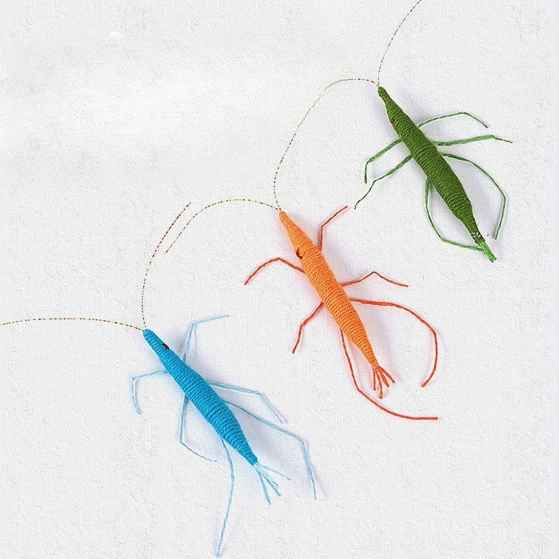 10PCS Woolen Prawn Cat Toy with Catnip Simulated Insect Interactive Play Chew Toy for Cats Entertainment Pet Supplies
