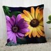 Purple Flower Pattern Decorative Pillowcase Car Sofa Square Cushion Pillowcase
