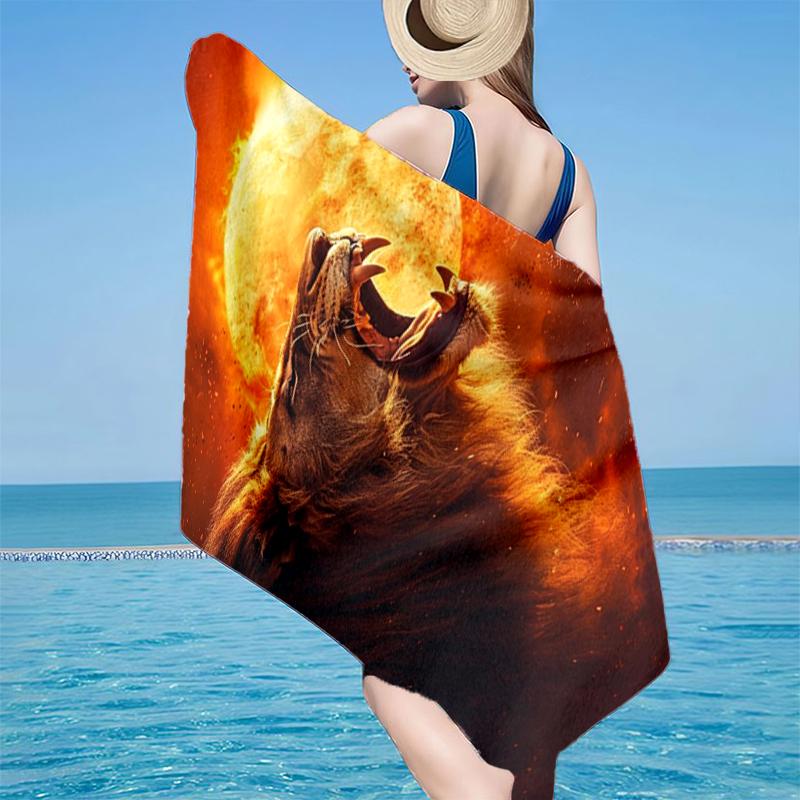 Lion Majesty In Fantasy Beach Towel, Super Soft Microfiber, Gift for Her/Him, Birthday, for Pool, Beach, Travel, Home Decor Fan Gifts