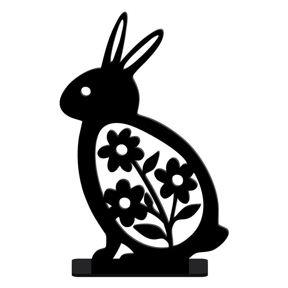 Cartoon Rabbit Easter Decorative Figurines Easter Egg Black Desktop Ornament Acrylic Accessories Hollow Carving Decoration