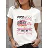 Casual Round-Neck T-Shirt for Women with A Camping Enthusiast Print Design