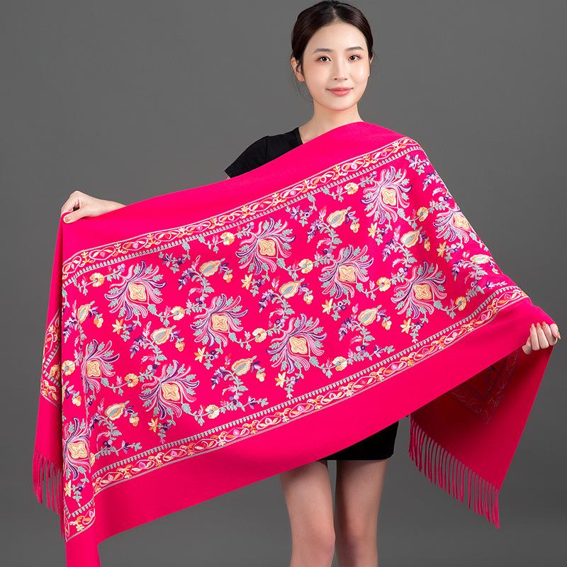 New Arrived Shawl Women Embroider Shawl Thick Warm Cashmere Fashion Scarves Lady Soft Wrap Bufanda Travel Reversible Scarf