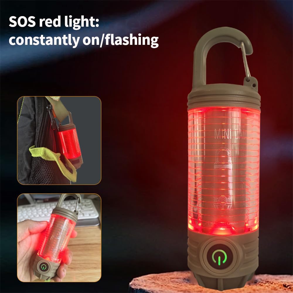 Rechargeable Flashlight Camping Lantern 6 Modes LED Mini Portable Keychain Tent Lamp Waterproof For Hiking Fishing Outdoor