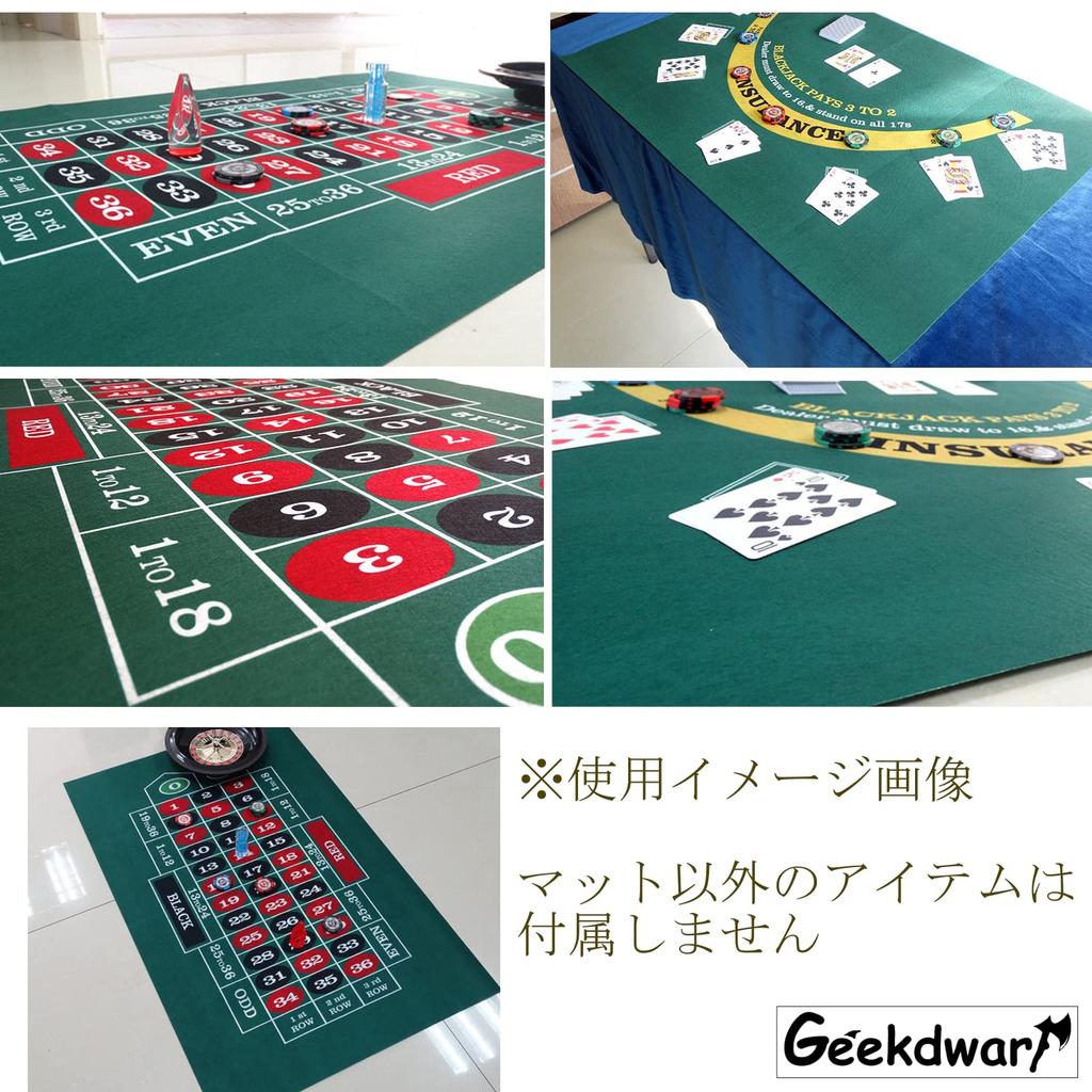 GeekDwarf a podložka na karetní hru Casino 90cm x 60cm Rozložení pro ruletu a blackjack Tenká Lehká Plst Poker Baccarat Texas Ultratenká Ultralehká Hold'em