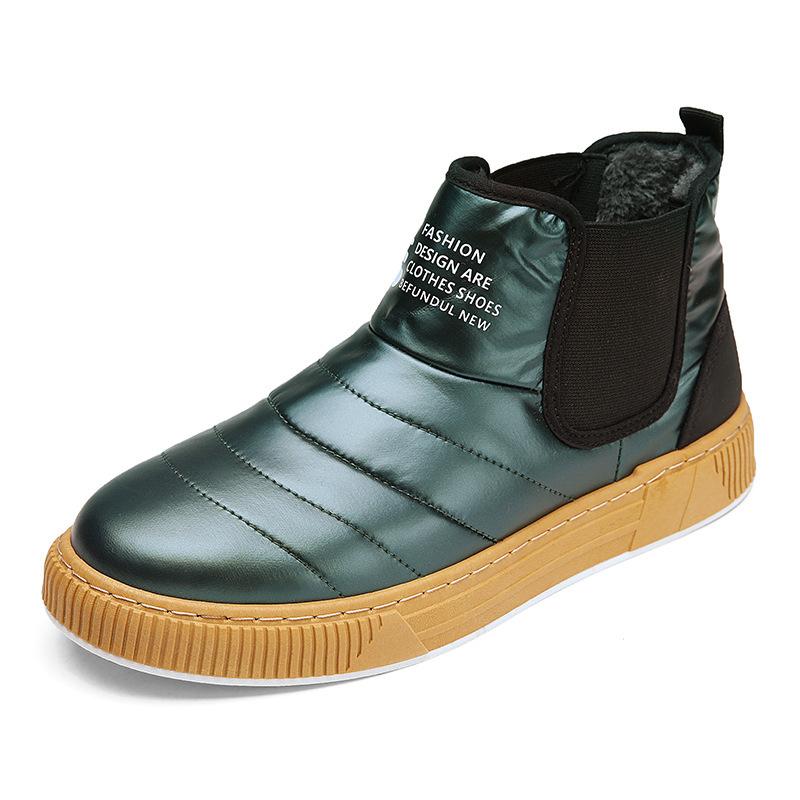 

2025 winter new men s velvet thick warm snow boots high-top outdoor cotton shoes waterproof overalls men s shoes 44 зелёный