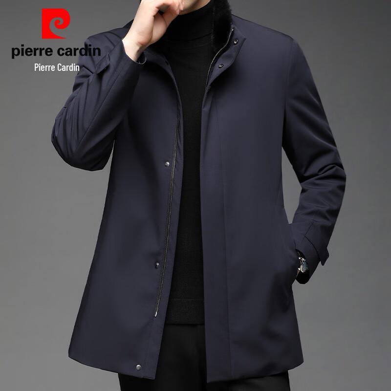 

Pierre Cardin Men s Mink Collar Rabbit Fur Lined Mid-Length Jacket 2XL