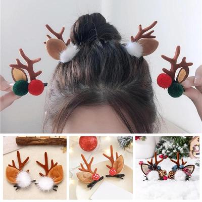 1 paar haarbal kerstgewei herten oor haarspelden haarclip haaraccessoires kersthoofdbanden