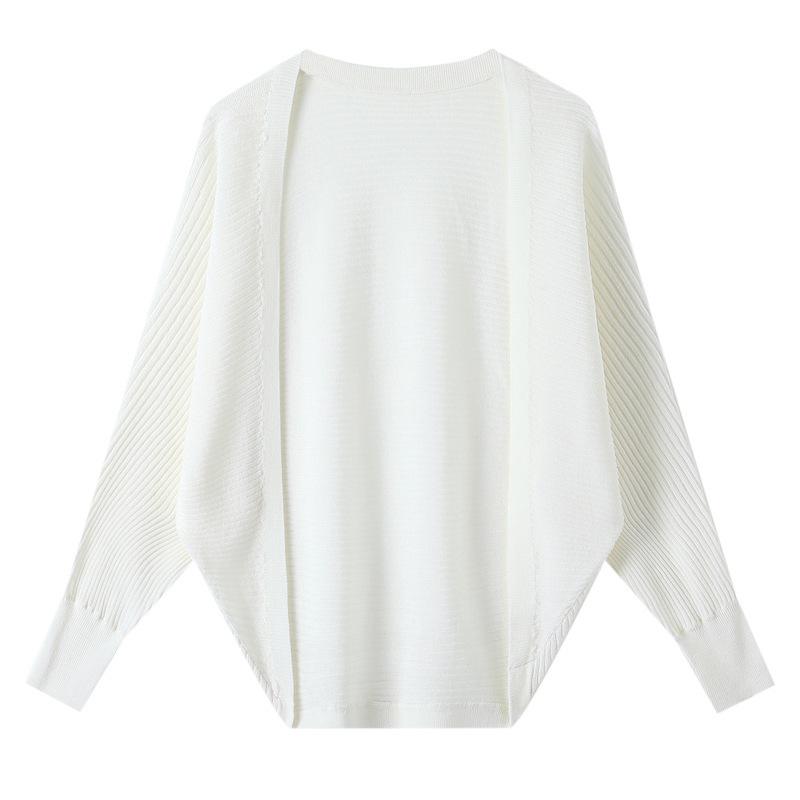 2026 Summer Women's Tencel Linen Knit Cardigan: Long Sleeve, Solid Color & Striped, No-Button Shawl Top