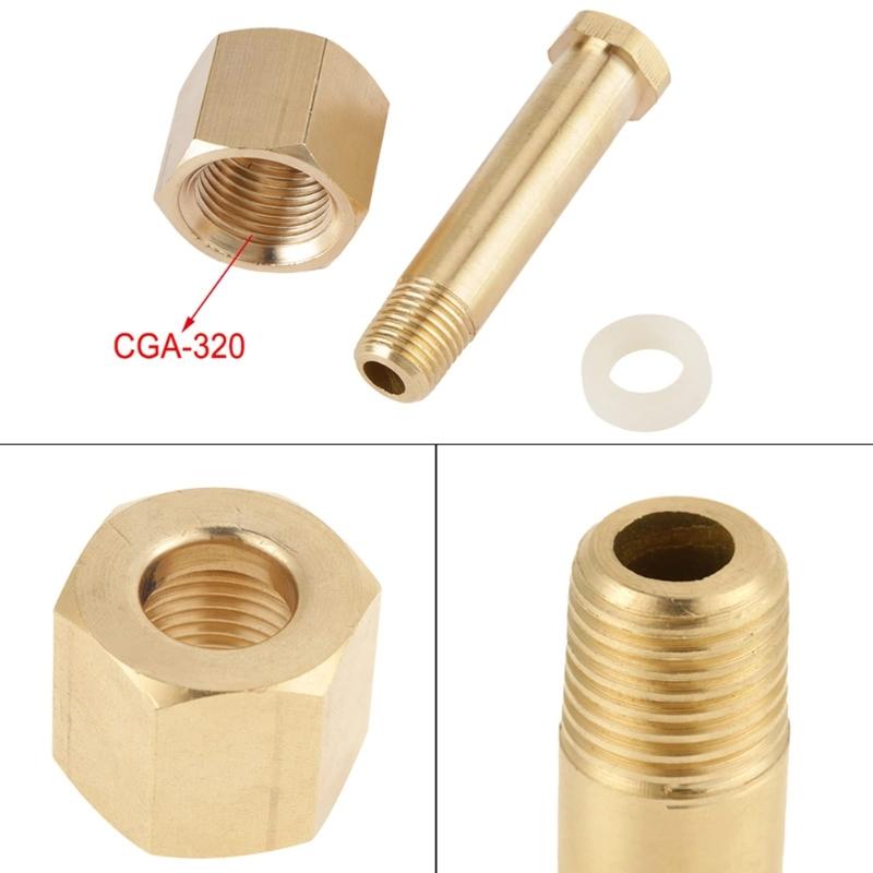 Brass Gas Valves Adapters Set With Gaskets And Threaded Nut For Carbon Dioxide Tanks Industrial Gas Cylinder Application