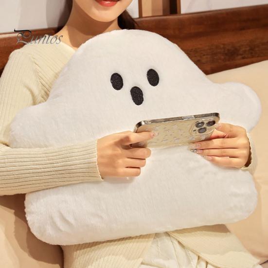 Ghost Pute Plysj Hvit Ghost Doll Søt myk flanell PP bomullsfylling Ghost Pendant Halloween Theme Sofa Ryggstøtte