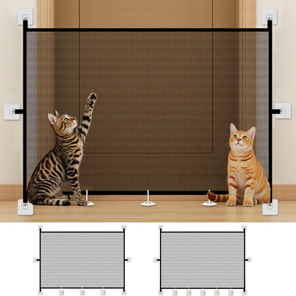 Foldable Pet Gate No Drill Mesh Safety Barrier for Dogs Cats Indoor Fence Portable Pet Barrier for Doorways Hallways Stairs