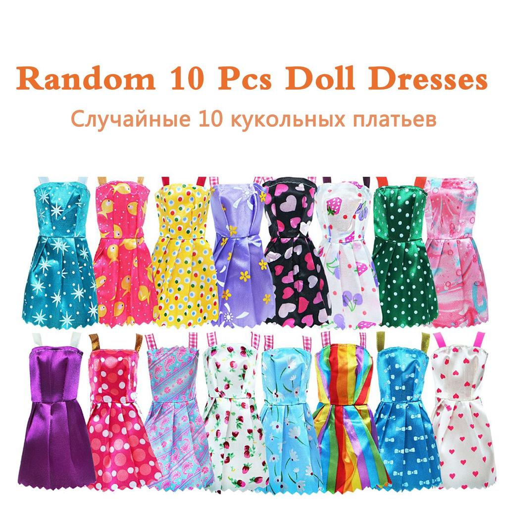 Random 29 Pcs/Set Doll Clothes for 11.5'' Doll Clothes 1 Doll Body and Head 1 Gown 10 Mini Dresses 5 Shoes 12 Accessories Kids Toy Accessories