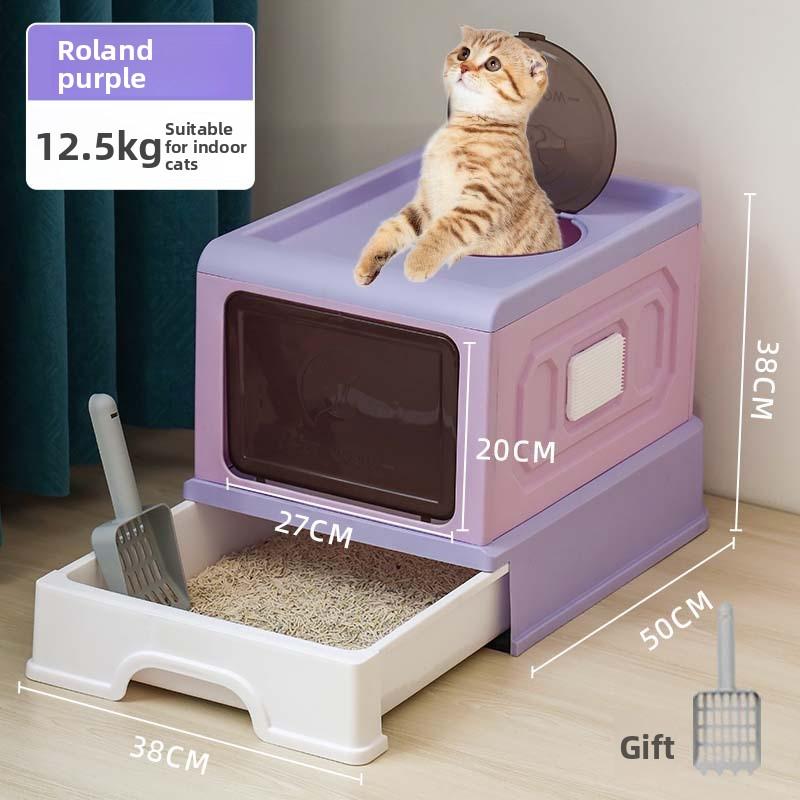 Non-Toxic Kitty Large Fully Enclosed Cat Litter Tray Drawer Type Anti-Splash Cat Toilet Top Out Cat Litter Tray Cleaning Basin Nest