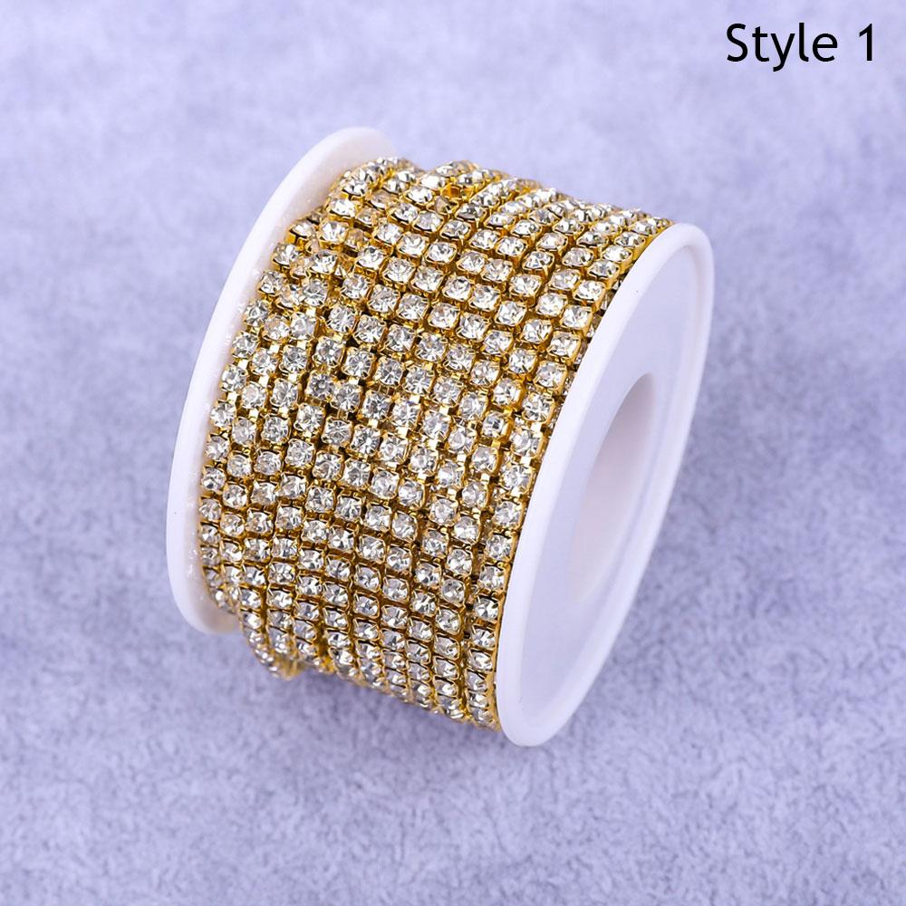 10yards/roll Rhinestone Cup Chain For Sewing Trim Crystal Silver Gold Base Clear Crystal Dense Glass Dense Crystal Cup Chain