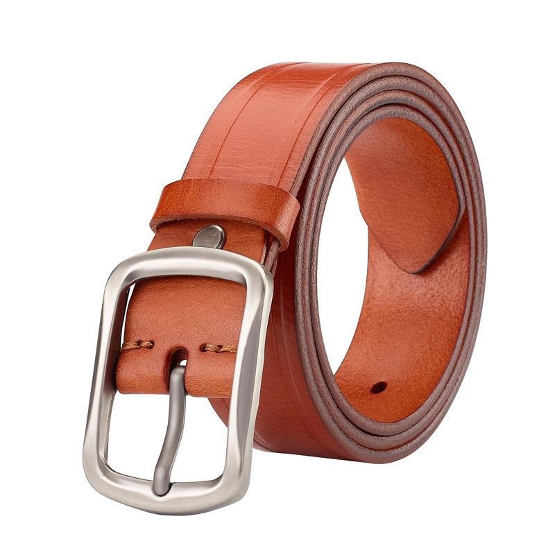Handmade Retro Men's Leather Belt Casual First Layer Pure Cowhide Alloy Buckle Personalized Leather Jeans Belt