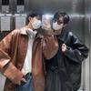 Men Spring and Autumn PU Leather Jackets Retro Streetwear Handsome Y2k Clothes Pure Simple Tops