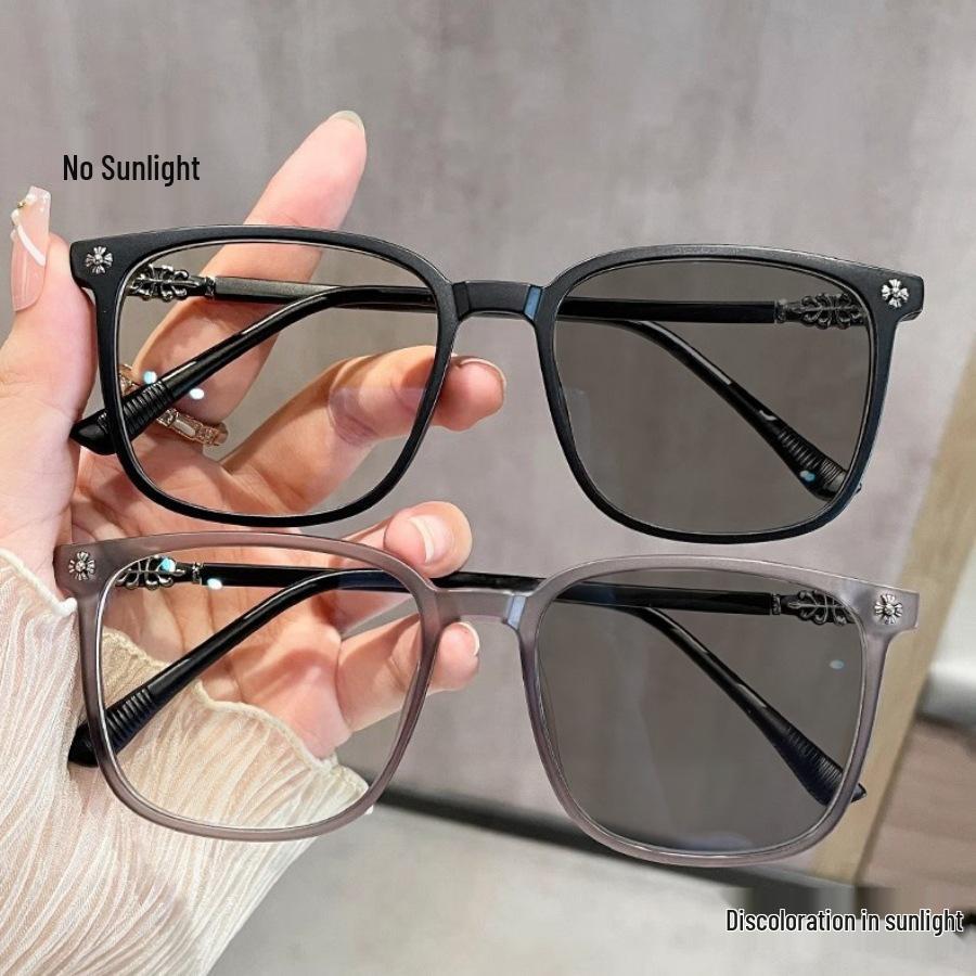 Trendy Chrome Hearts Style Anti-Blue Light Photochromic Glasses for Students & Influencers