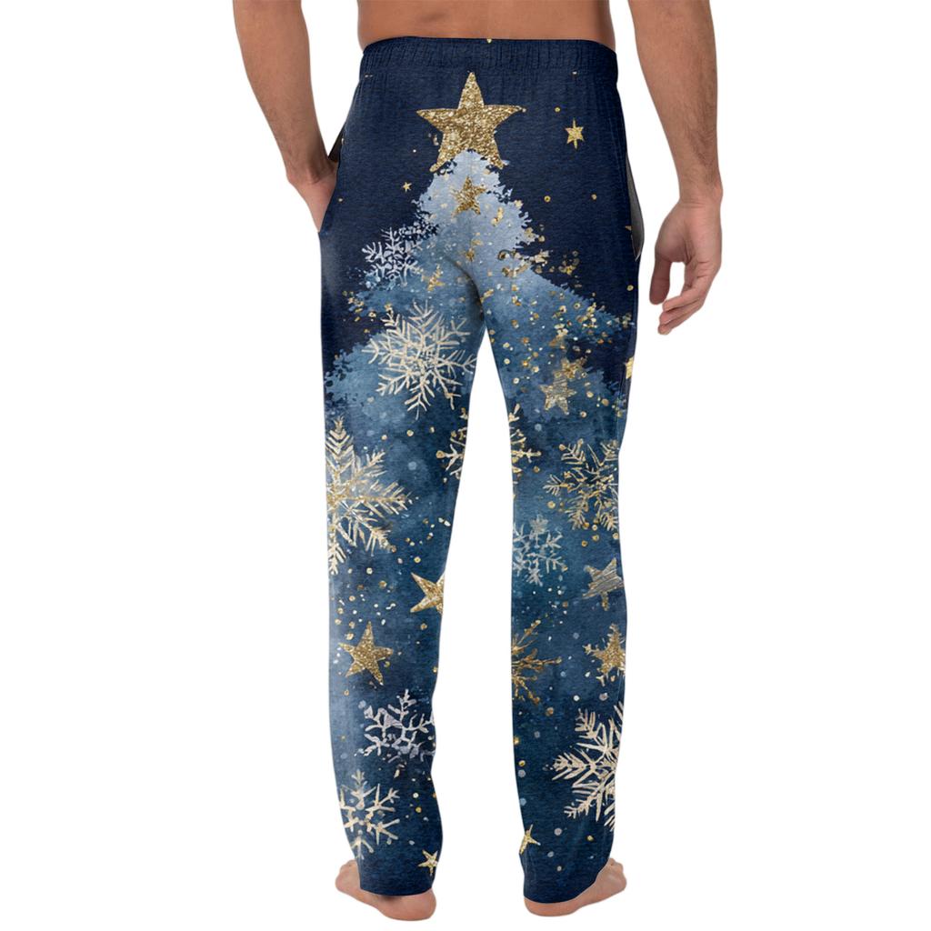 Men's Knitted Fashion Print Pocket Casual Pants Pajama Pants