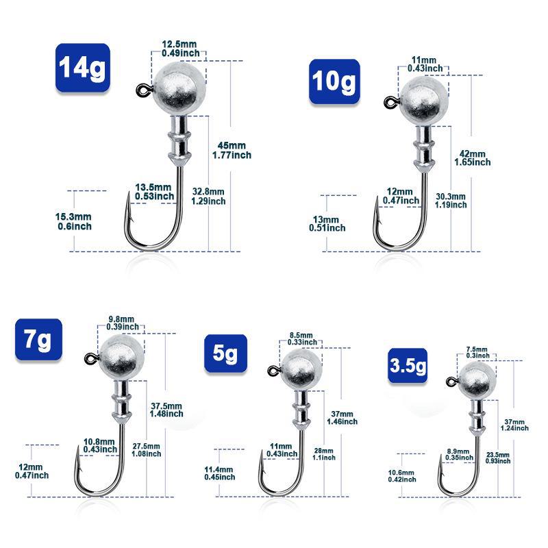 2X verstärkter Weichköder-Wurmhaken aus Kohlenstoffstahl mit Anti-Rutsch-Design