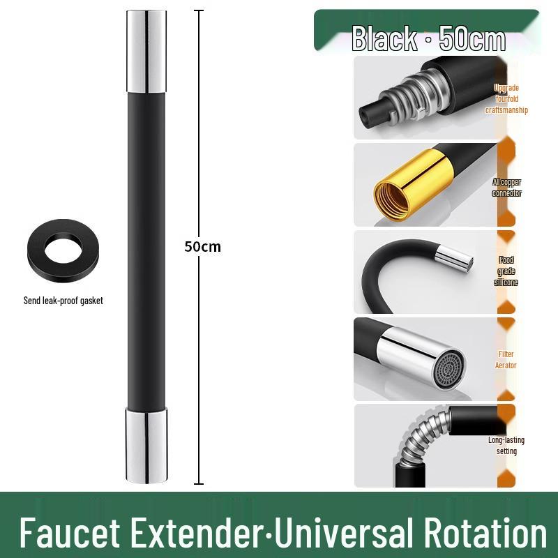 Univerzální měděná prodlužovací trubka k baterii s otočnou měkkou hadicí proti stříkání
