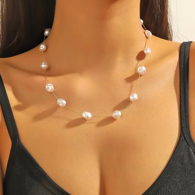 Collana di Perle Temperamento da Donna Leggera di Lusso Squisita Catena Clavicola Design di Nicchia Semplice Collana di Perle