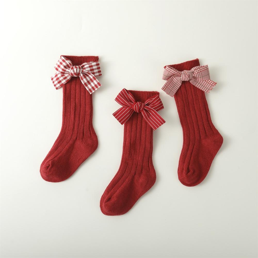 Bowknot Toddler Hosiery Casual Bow Middle Tube Socks New Red Socks Children