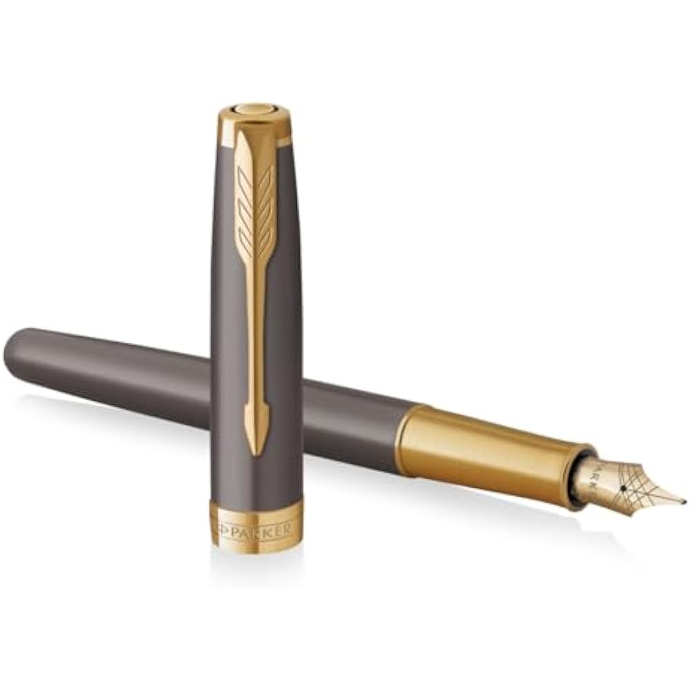 PARKER Parker Fountain Pen, Sonnet Gray GT, Fine, 18K Gold Tip, Gift Box, Gift Present, Luxury, R...