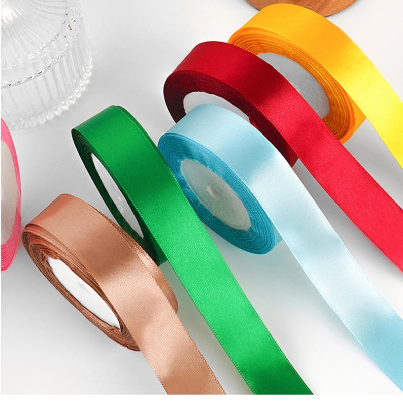 2.5cm Satin Ribbon 22Meters/Roll Christmas Halloween Wedding Birthday Party Gift Box Cake Wrapping DIY Crafts Sewing Ribbons